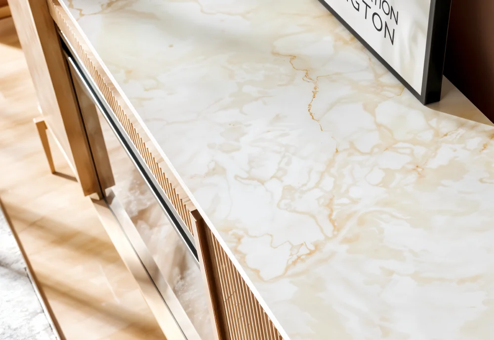 console with electric fireplace