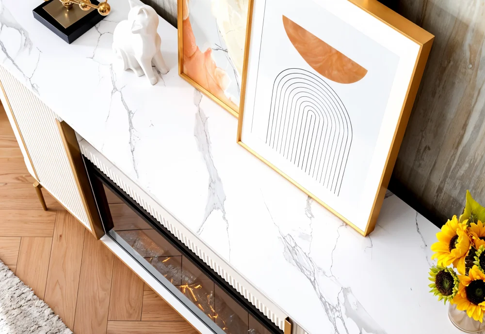 console with electric fireplace